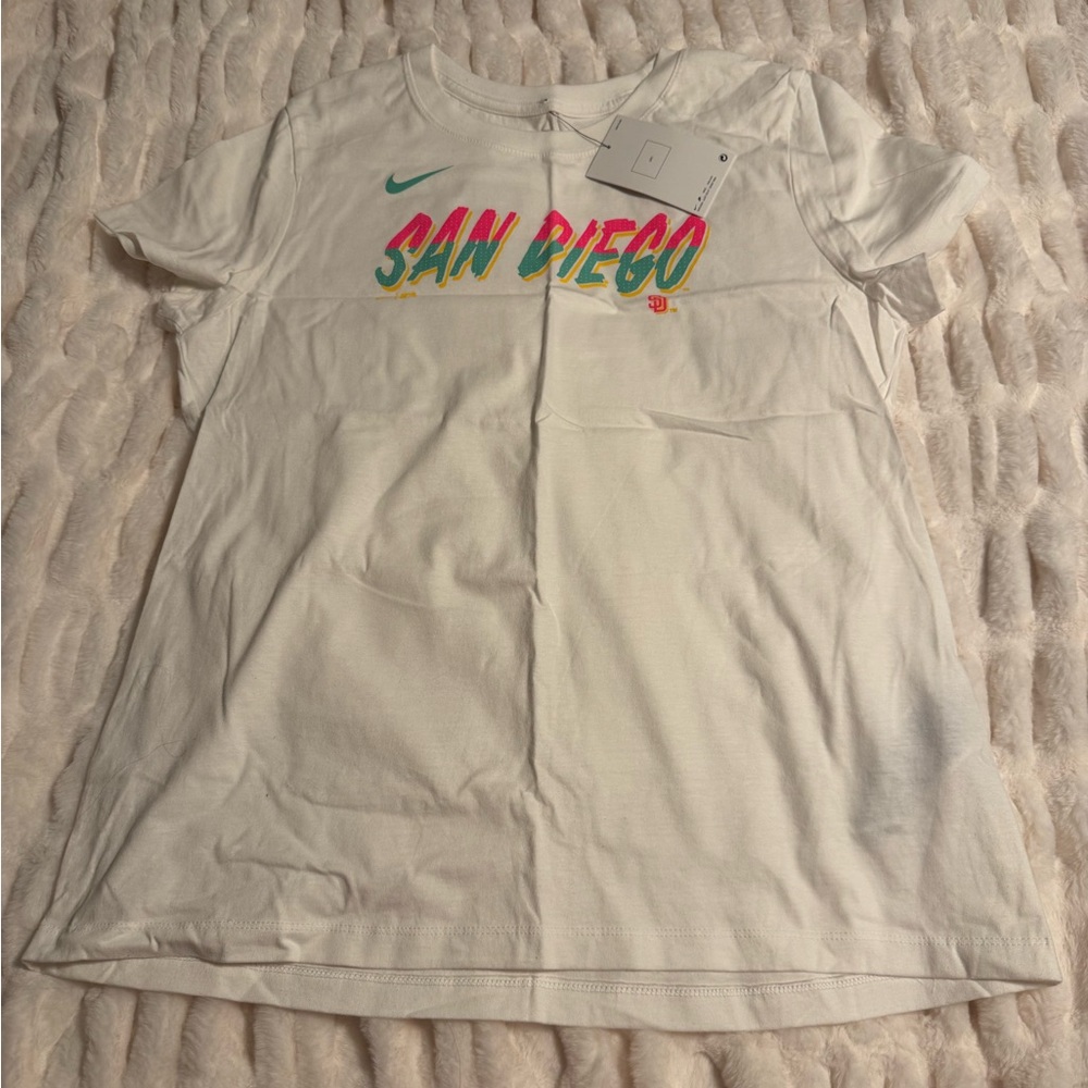 Nike White "San Diego" Short Sleeve Tee with Multicolor Logo